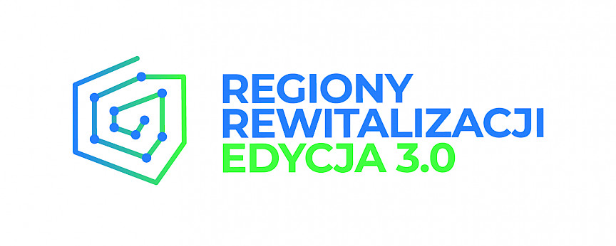 Logotyp zawierający schematyczny kontur granic Polski z tekstem: Regiony rewitalizacji Edycja 3.0