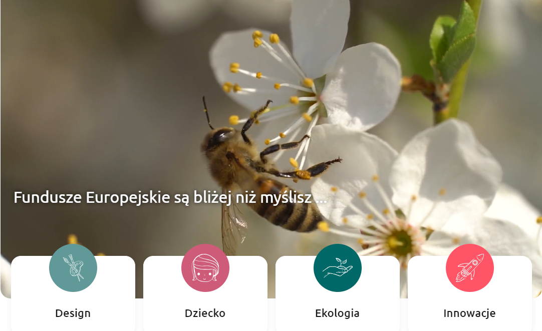 grafika ozdobna z tekstem: Fundusze Europejskie są bliżej niż myślisz