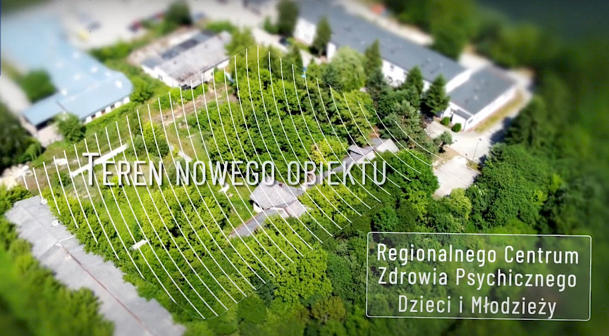 Screen prezentujący obszar na którym zostanie wybudowane Regionalne Centrum Zdrowia Psychicznego