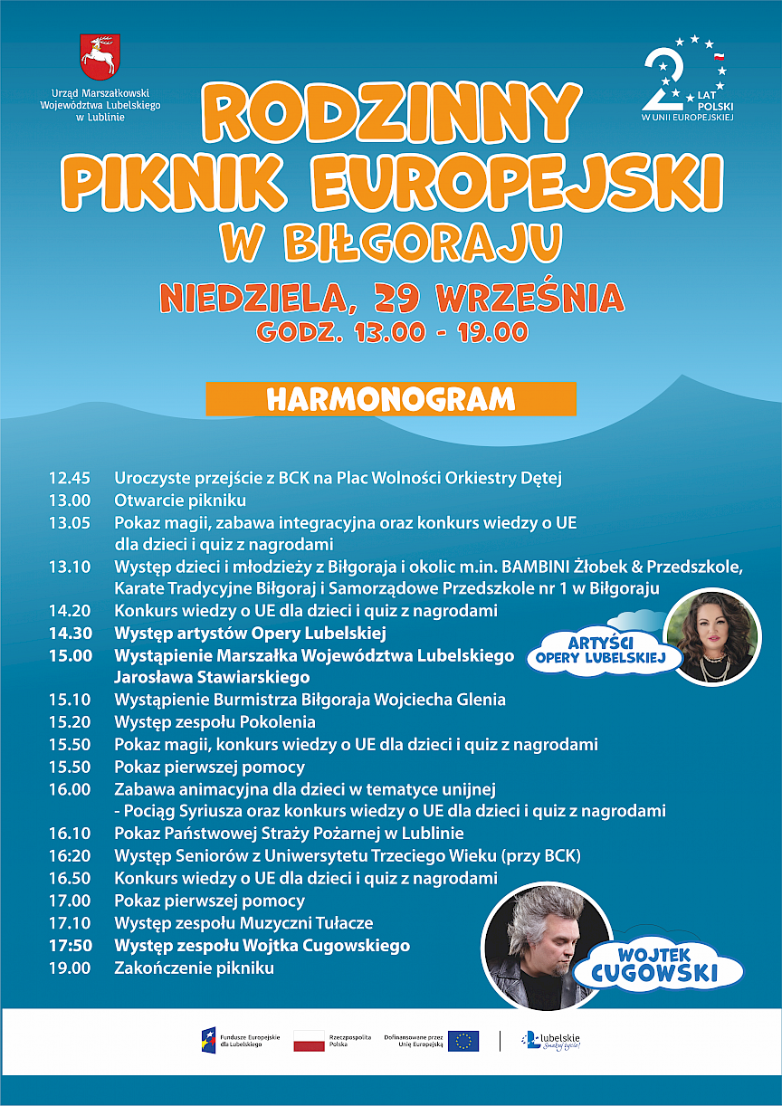 Harmonogram Rodzinnego Pikniku Europejskiego w Biłgoraju