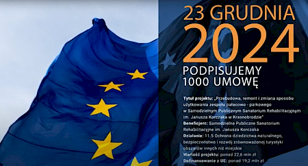 Grafika na której widoczna jest data 23 grudnia 2024 r. , flaga Unii Europejskiej oraz nazwa i tytuł projektu