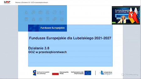 Fundusze Europejskie dla Lubelskiego 2021-2027 Działanie 3.8 GOZ w przedsiębiorstwach