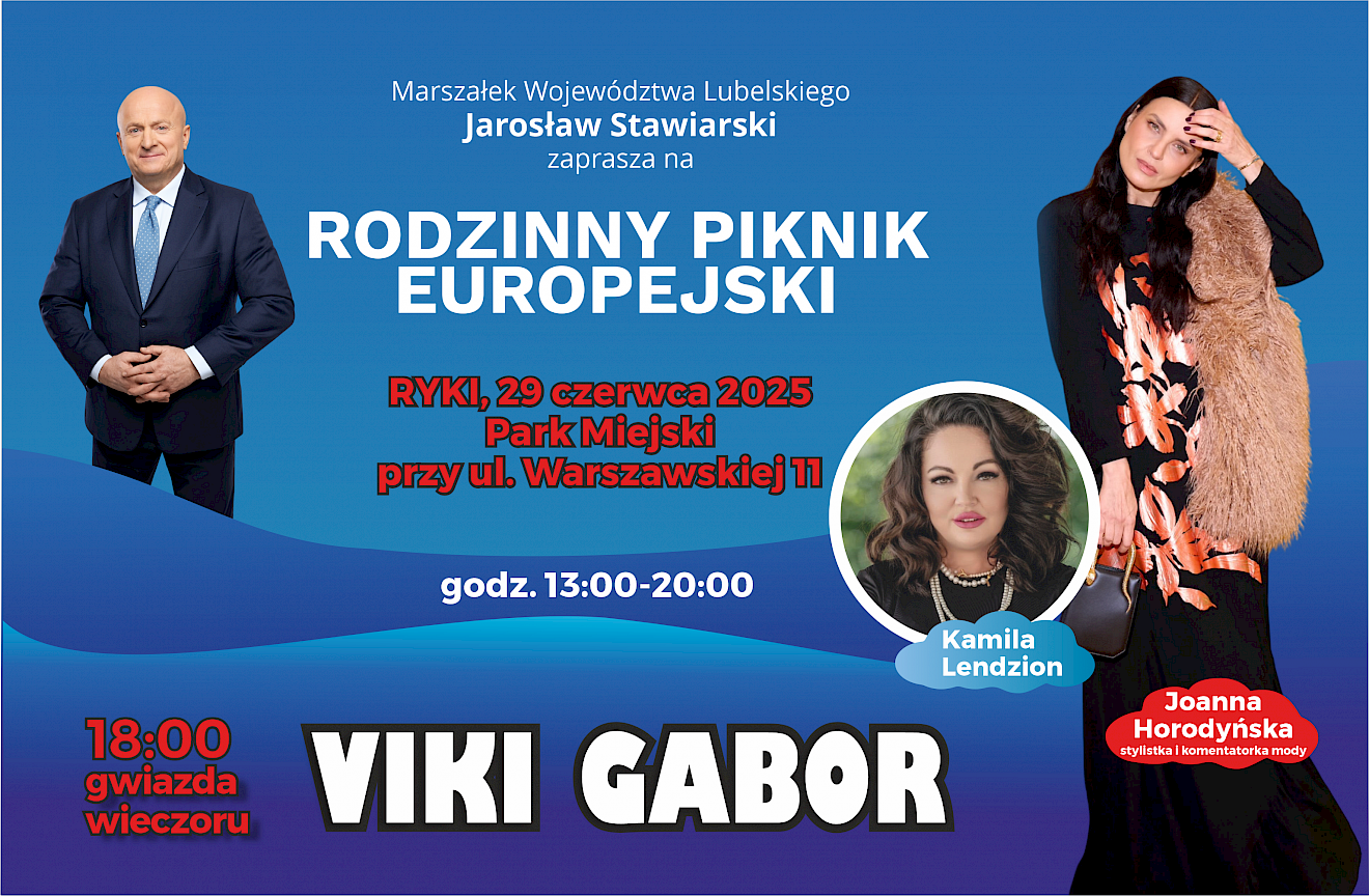 Baner informujący o wydarzeniu pn. Europejski Rodzinny Piknik w Rykach