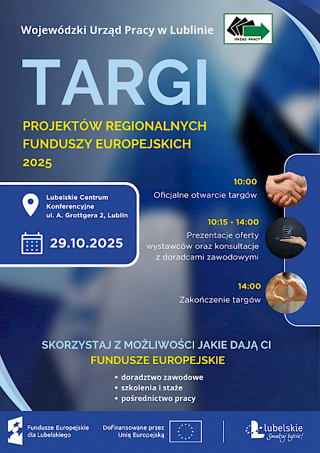 plakat o targach projektów regionalnych Funduszy Europejskich 2025