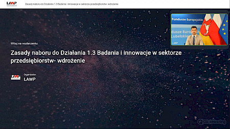 Film prezentujący webinar z „Działania 1.3 Badania i innowacje w sektorze przedsiębiorstw” – 15 października 2025 r.