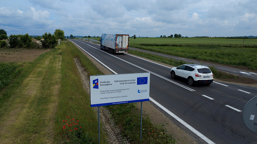Rozbudowa drogi wojewódzkiej nr 833 Chodel - Kraśnik zakończona przy wsparciu FE